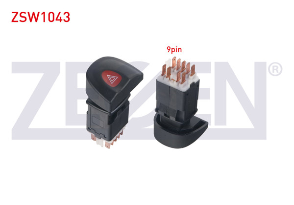 ZEGEN ZSW1043 | Flaşör Anahtarı 9 Pin Kırmızı Işık Renault Megane I 1996-2003