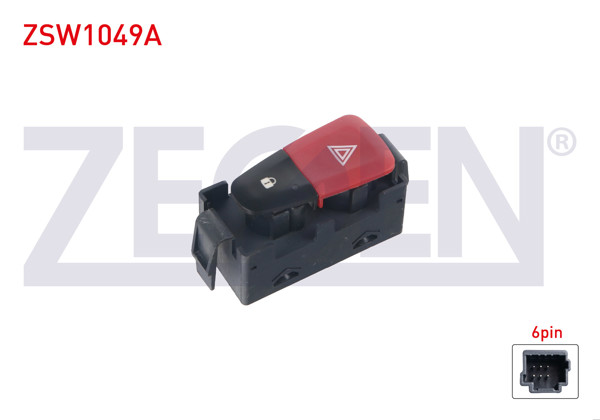 ZEGEN ZSW1049A | Kapı Kilit Ve Flaşör Anahtarı 6 Pin Kırmızı Işık Renault Megane III-Scenic III 2008-2015 / Dacia Lodgy-Sandero-Dokker 2008 -