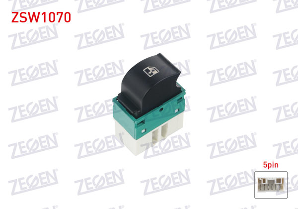 ZEGEN ZSW1070 | Cam Açma Anahtarı Tekli Beyaz 5 Pin Turuncu Işık Fiat Doblo 2001-2010