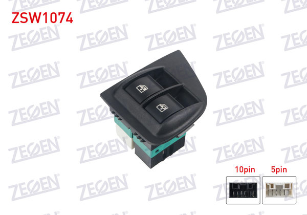 ZEGEN ZSW1074 | Cam Açma Anahtarı Çiftli Çerçeveli Turuncu Işık 10 Pin Fiat Doblo 2001-2010