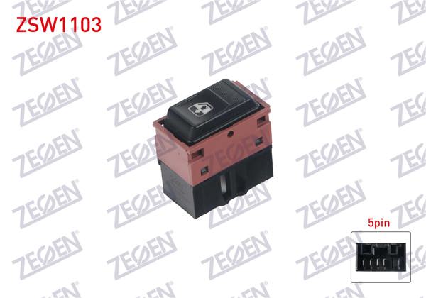 ZEGEN ZSW1103 | Cam Açma Anahtarı Tekli Yesıl Işık 5 Pin Fiat Dogan SLX 1993-2002