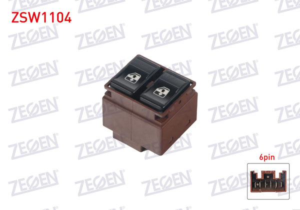 ZEGEN ZSW1104 | Cam Açma Anahtarı Çiftli Yesıl Işık 6 Pin Fiat Dogan SLX 1993-2002