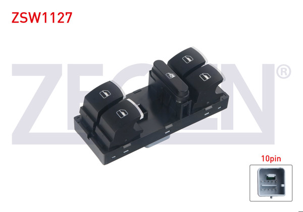 ZEGEN ZSW1127 | Cam Açma Anahtar Grup Krom Kırmızı Işık 10 Pin Volkswagen Golf VI-Passat-Tiguan-Caddy III 2007-2016 / Jetta IV-Touran 2010 -