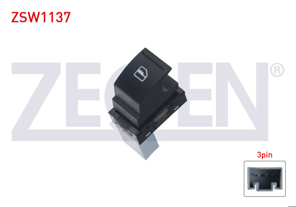 ZEGEN ZSW1137 | Cam Açma Anahtarı Tekli 3 Pin Caddy III-Golf IV-Jetta IV-Passat-Tiguan-Ibiza IV-Leon-Toledo 2002-2015 / Touareg-Touran-Polo 2009 -