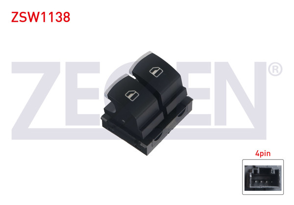 ZEGEN ZSW1138 | Cam Açma Anahtarı Çiftli Krom 4 Pin Volkswagen Golf VI-Passat-Polo-Jetta III-Amarok 2004-2015 / Caddy IV-Transporter VI 2009 -
