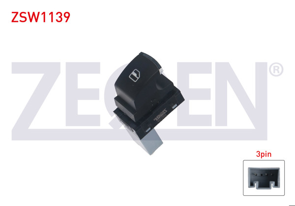 ZEGEN ZSW1139 | Cam Açma Anahtarı Tekli 3 Pin Volkswagen Caddy III-Golf IV-Jetta IV-Passat-Tiguan 2004-2015 / Touareg-Touran-Polo 2009 -
