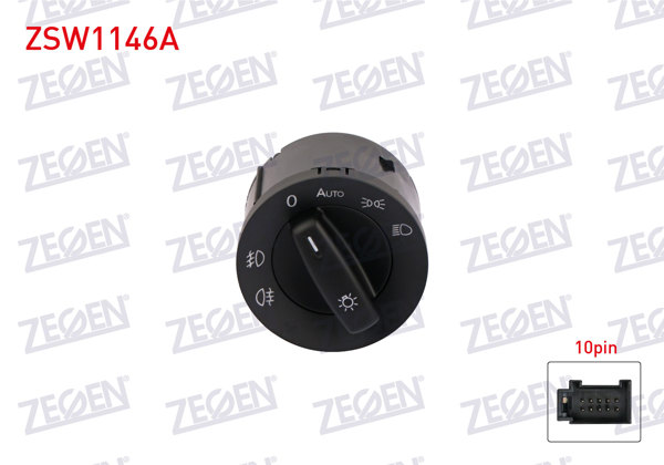 ZEGEN ZSW1146A | Far Anahtarı 10 Pin Otomatik Volkswagen Golf V-Jetta III-Passat-Touran-Caddy III-T5 2003-20011