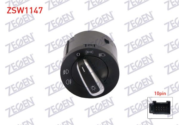 ZEGEN ZSW1147 | Far Anahtarı Krom 10 Pin Volkswagen Caddy-Golf-Jetta-Passat-Scirocco-Tiguan-Touran-T5-Amarok 2004 -