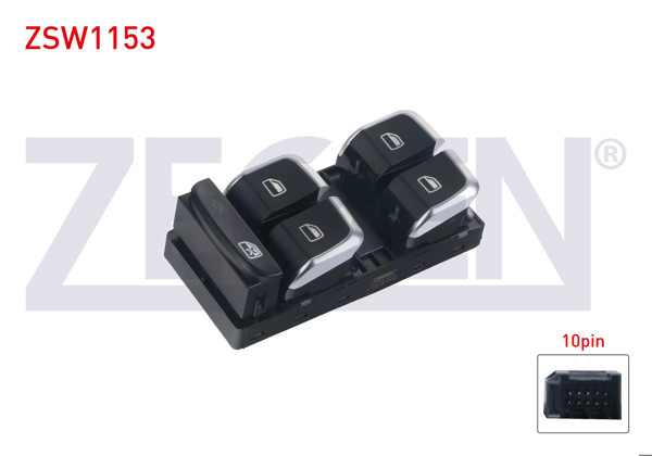 ZEGEN ZSW1153 | Cam Açma Anahtar Grup Krom 10 Pin Audi A4-A5-Q3-Q5 2007 -