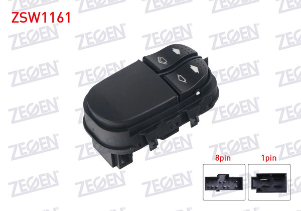 ZEGEN ZSW1161 | Cam Açma Anahtarı Çiftli 2 Cam Otomatik 9 Pin Çerçeveli Ford Focus I 1998-2004