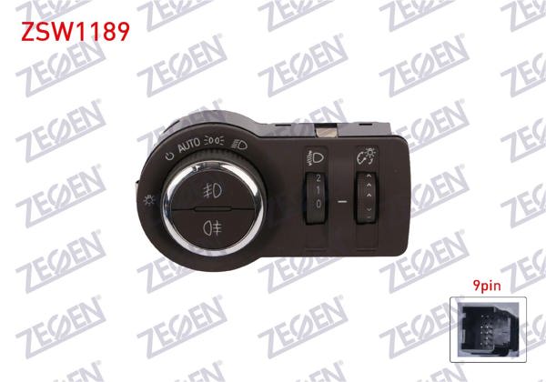 ZEGEN ZSW1189 | Far Anahtarı Krom 9 Pin Otomatik On-Arka Sisli-Yukseklık Ayarlı Opel Astra J-Insignia-Cruze 2008 -