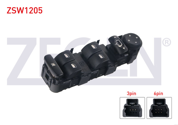 ZEGEN ZSW1205 | Cam Açma Anahtar Grup Ayna Ayarlı 9 Pin Peugeot 307-807-C5-C8 2000 -