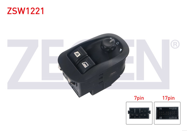 ZEGEN ZSW1221 | Cam Açma Anahtar Grup Ayna Ayarlı Çiftli 24 Pin 206-306-Scudo-Expert-Jumpy 1993-2006