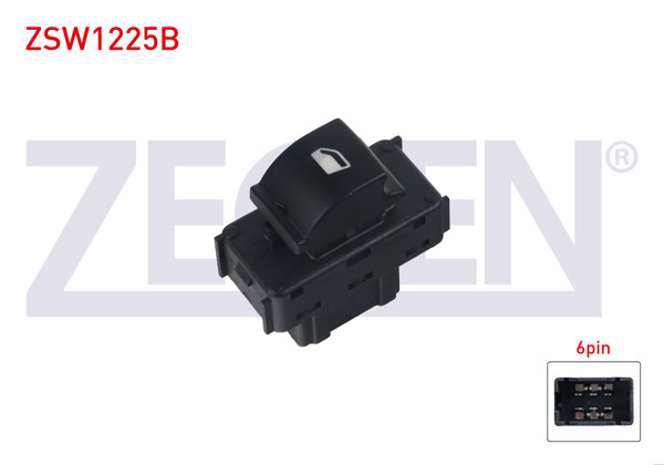 ZEGEN ZSW1225B | Cam Açma Anahtarı Tekli Siyah Soketlı 6 Pin C-Elysee-301 2012-/ Ds3 2009-2013