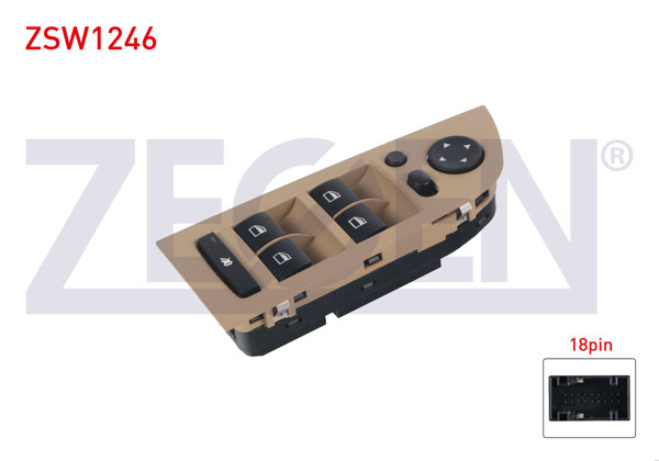 ZEGEN ZSW1246 | Cam Açma Anahtar Grup Ayna Ayarlı 18 Pin Bej BMW 3 Serisi (E90)-X1 (E84)-X5 (E70)-X6 (E71,E72) 2005 -