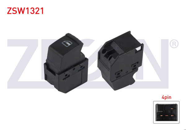 ZEGEN ZSW1321 | Cam Açma Anahtarı Tekli 4 Pin Leon-Toledo-Alhambra-Sharan-Galaxy 1999-2006