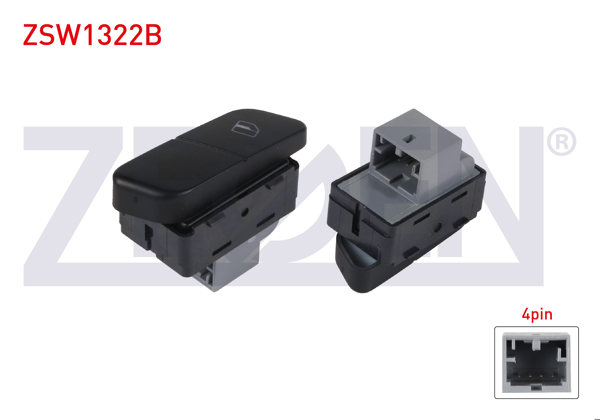 ZEGEN ZSW1322B | Cam Açma Anahtarı Sol Tekli 4 Pin Volkswagen Polo 2001-2012