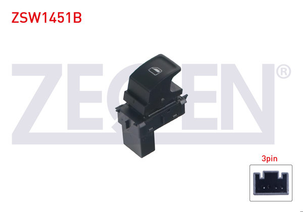 ZEGEN ZSW1451B | Cam Açma Anahtarı Tekli Kırmızı Işık 3 Pin Golf VII-Passat-Polo-Superb-Leon-Altea 2012 -