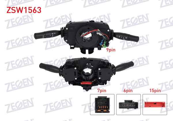 ZEGEN ZSW1563 | Far Silecek Kumanda Kolu Komple 15 + 7 + 6 + 9 Pin Renault Megane II 2002-2008