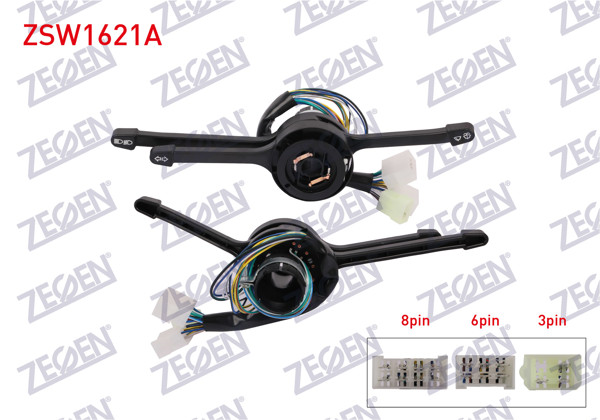 ZEGEN ZSW1621A | Far Silecek Kumanda Kolu Komple 8 + 6 + 3 Pin 2 Devre Fiat M131 / SLX E.M.