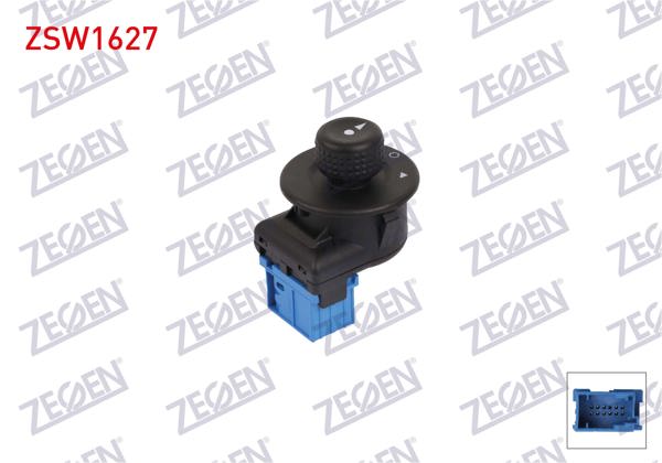ZEGEN ZSW1627 | Ayna Ayar Düğmesi Mavi Soket 11 Pin Partner 2008-/ 1007 2005-/ Berlingo 2005 -