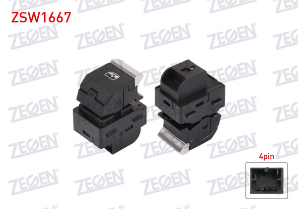 ZEGEN ZSW1667 | Cam Açma Anahtarı Tekli 4 Pin Audi A4 2015-/ Q5 2016 -