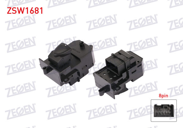ZEGEN ZSW1681 | Cam Açma Anahtarı Tekli Arka 8 Pin Honda Civic 2006-2012