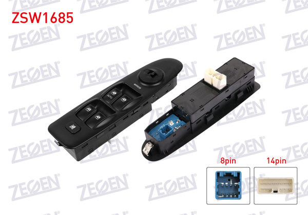 ZEGEN ZSW1685 | Cam Açma Anahtar Grup Ayna Ayarlı Çerçeveli 22 Pin Hyundai Elantra 2000-2006