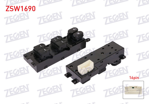 ZEGEN ZSW1690 | Cam Açma Anahtar Grup Ayna Ayarlı 16 Pin Hyundai i30 2007-2012