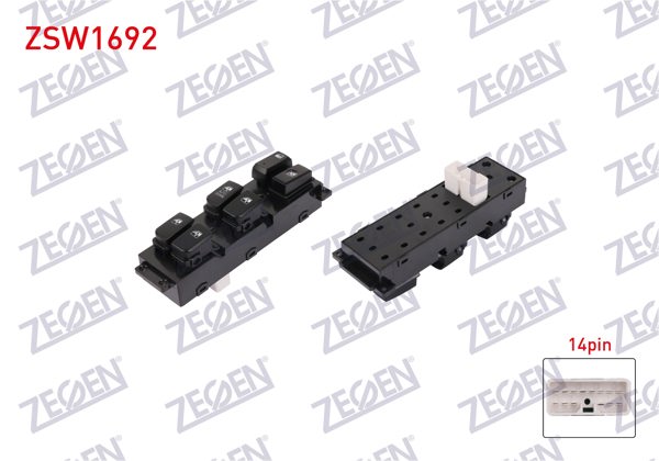 ZEGEN ZSW1692 | Cam Açma Anahtarı Tekli 14 Pin Hyundai Santa Fe 2006-2012
