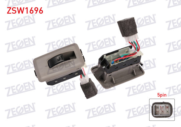 ZEGEN ZSW1696 | Cam Açma Anahtarı Tekli 5 Pin Kia Bongo 1997-2003