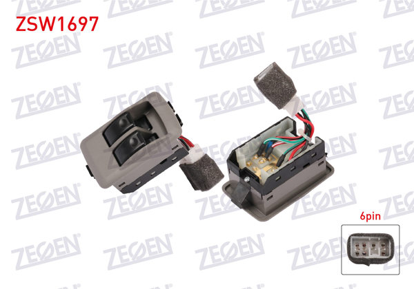 ZEGEN ZSW1697 | Cam Açma Anahtarı Çiftli 6 Pin Kia Bongo 1997-2003