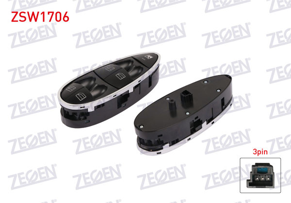 ZEGEN ZSW1706 | Cam Açma Anahtar Grup Çerçeveli 3 Pin Mercedes E Serisi (W211)