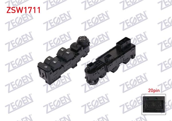 ZEGEN ZSW1711 | Cam Açma Anahtar Grup Ayna Ayarlı 20 Pin Opel Corsa F 2019-/ Peugeot 3008 2016 -