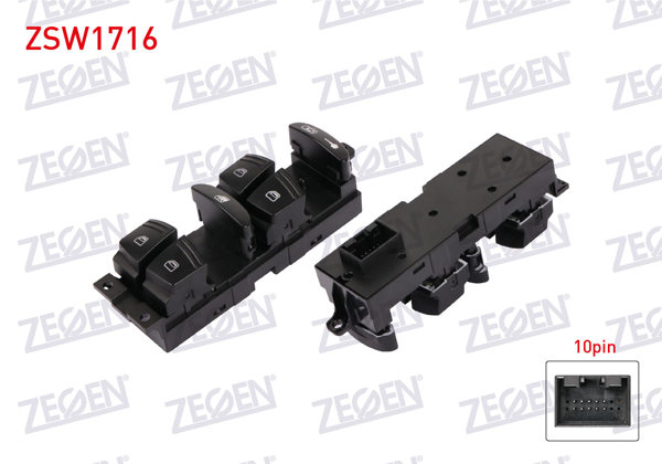 ZEGEN ZSW1716 | Cam Açma Anahtar Grup Ayna Ayarlı 10 Pin Porsche Cayenne 2003 -