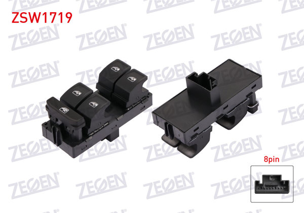 ZEGEN ZSW1719 | Cam Açma Anahtar Grup 8 Pin Skoda Octavia 2012-2017