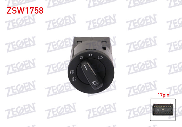 ZEGEN ZSW1758 | Far Anahtarı 17 Pin Volkswagen Transporter T5 / Polo 2002-2010 / Amarok 2010-2016 / Caddy 2006-2015