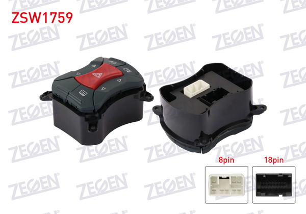 ZEGEN ZSW1759 | Flaşör Anahtarı Sisli Ve Cam Kaldırmalı Fiat Doblo 2005-2012
