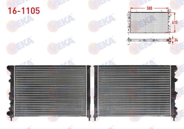 VEKA 16-1105 | Su Radyatörü Mekanik Alfa Romeo 147 (937) 1.6 M-T Ac + /-2001-2010
