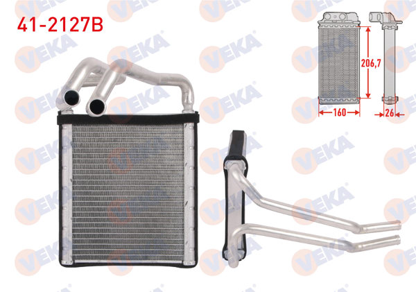 VEKA 41-2127B | Kalorifer Radyatörü Brazing Hyundai Elantra V 1.6 CRDI 2011-2015 / i30 (Gd) 1.6-1.6 CRDI 2011-2015 / Kia Ceed (Jd) 1.4 Cvvt-1.6 CRDI-1.6 GDI 2012 -