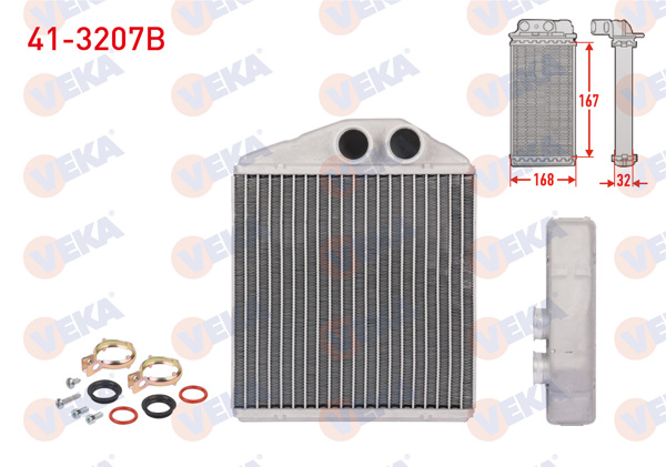 VEKA 41-3207B | Kalorifer Radyatörü Brazing Aksesuarlı Opel Corsa C 1.3 CDTI Ac + /-2000-2006