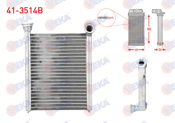 VEKA 41-3514B | Kalorifer Radyatörü Brazing (5.5mm Fin) Renault Clio IV 1.5 DCI 2012 -