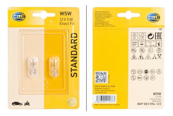 HELLA 8GP 003 594-123 | Ampül Sinyal Lambası Standard 12V Halojen Onden Ve Arkadan 2'li Universal