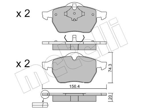 METELLİ 22-0181-2 | Ön Fren Balatası-Kablosuz (VW Golf 98-06 Polo 05-10 Audi A3 97-03 Seat Leon 00-06)