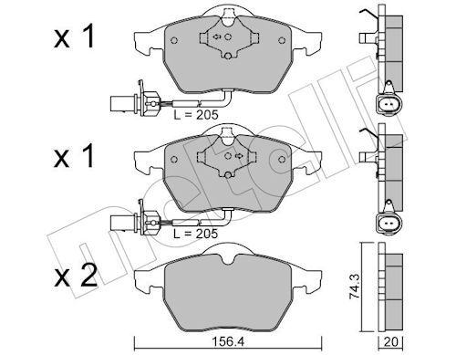 METELLİ 22-0181-3 | Ön Fren Balatası Kablolu VW Audi Skoda