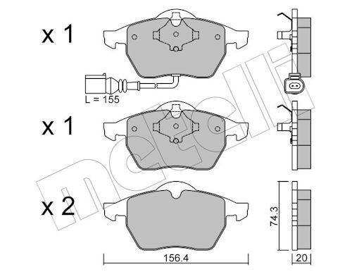 METELLİ 22-0181-4 | Ön Fren Balatası-Kablolu (VW Golf 98-06 Polo 05-10 Audi A3 97-03 Seat Leon 00-06)