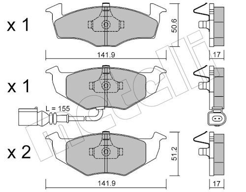 METELLİ 22-0206-3 | Ön Fren Balatası-Kablolu (VW Polo 02-10 Skoda Fabia 00-10)
