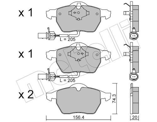 METELLİ 22-0314-0 | Ön Fren Balatası Kablolu VW Audi Skoda