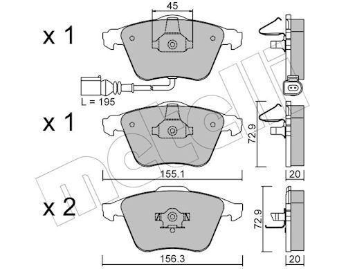 METELLİ 22-0549-2 | Ön Fren Balatası-Büyük Segman-(VW Golf 06-09 Passat 06-11 Audi A3 04-13 Seat Leon 06-10)