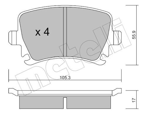 METELLİ 22-0553-0 | Arka Fren Balatası-Kablosuz-(VW Caddy 04-11 Golf 04-14 Audi A3 04-13 Seat Leon 06-13 Skoda Octavia 04-13)